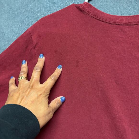 Nike Dri-Fit Burgundy Shirt Trashed Skater Grunge Performance Just Do It Swoosh - Picture 4 of 14